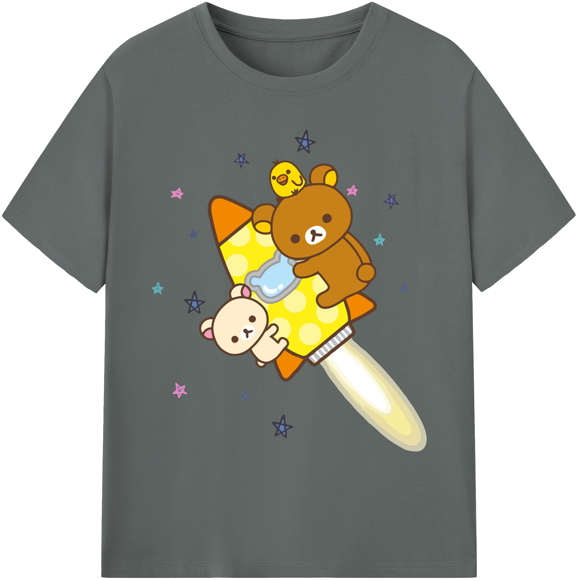 （画像用） リラックマ リラックマ キイロイトリ Rilakkuma Korilakkuma Kiiroitori 綿100％ メンズ半袖Tシャツ｜肌触りやわらか＆通気性